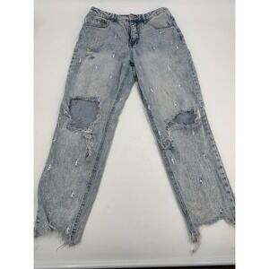 TINSELTOWN Light Wash‎ Distressed Lightning Bolt Jeans Size 9